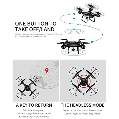 YOBDDD Drone con Control Remoto Gyro de 2,4 GHz y 6 Canales con Acrobacias de Giro de 360 ​​°, Modo sin Cabeza y retención de altitud HD FPV R (dron para Exteriores)