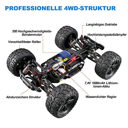 YONCHER YC400 Coche Teledirigido Adulto, 1/10 Grande 48+Km/h Coche Teledirigido Todoterreno para Niños, Radiocontrol Coche 4x4, 4WD Offroad RC Crawler