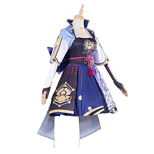 Yu Liao Genshi-n Impact Disfraz de Cosplay Kamisato Ayaka Vestido de Cosplay con Peluca y Sombrero Juego Completo, Juego de Roles Fiesta de Halloween para Mujeres