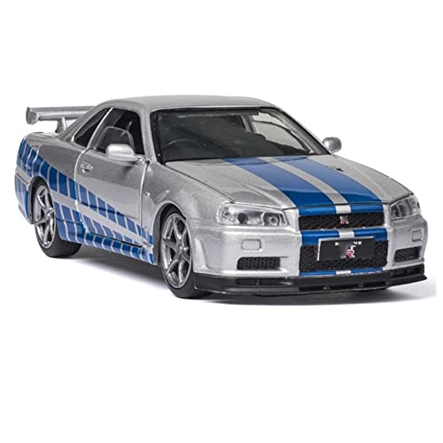 YWDC Juguetes de Coche para N-Issan para Skyline Ares GTR R34 1:32 Raza Diecasts Vehículos De Juguete Metal Modelo Modelo De Sonido Luz De Sonido Juguetes (Color : A)