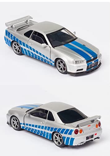 YWDC Juguetes de Coche para N-Issan para Skyline Ares GTR R34 1:32 Raza Diecasts Vehículos De Juguete Metal Modelo Modelo De Sonido Luz De Sonido Juguetes (Color : A)