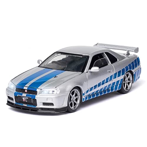 YWDC Juguetes de Coche para N-Issan para Skyline Ares GTR R34 1:32 Raza Diecasts Vehículos De Juguete Metal Modelo Modelo De Sonido Luz De Sonido Juguetes (Color : A)