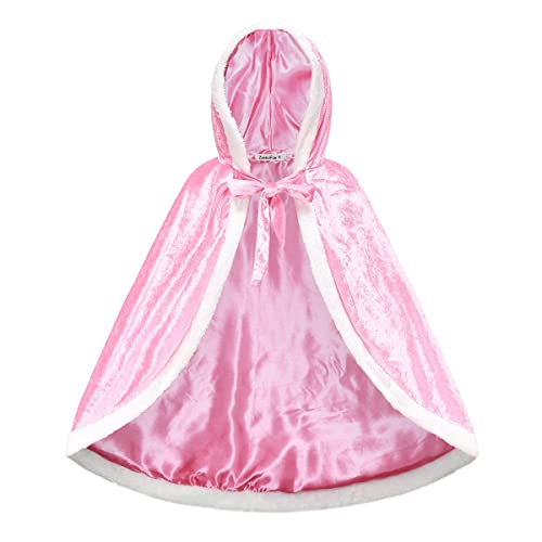 ZaisuiFun Capa de princesa para niña, disfraz de princesa para Halloween, para fiestas, carnaval, fiestas, disfraces, cosplay, para niños, rosa B, 116-122 (etiqueta 120)