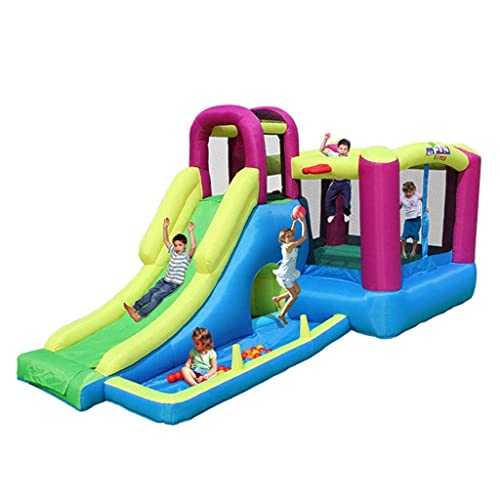 ZBBN Castillos hinchables Castillo Inflable Tobogán y trampolín Juguetes para niños Grandes al Aire Libre Fuera del Parque de Atracciones pequeño (Morado 485 * 230 * 223cm)