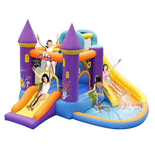 ZBBN Castillos hinchables para niños Castillo Inflable de Interior Pequeño trampolín Inflable Piscina de Juegos para niños Juguetes inflables (Morado 350x315x210cm)