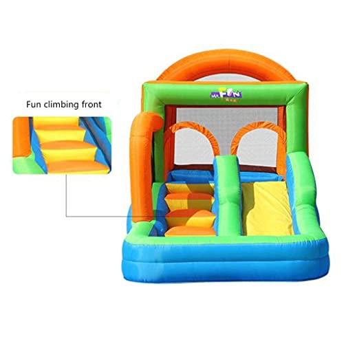 ZBBN Castillos hinchables para niños, Juguetes interactivos para Padres e Hijos, tobogán Interior, jardín, césped, Patio de Juegos pequeño, Tela Oxford (Verde 396 * 213 * 244 cm)