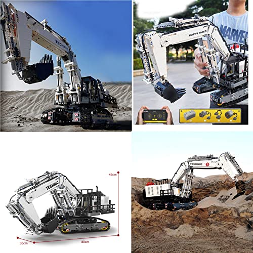 ZBHWYD Tecnología de excavadora de orugas Technic Liebherr excavadora R 9150, con 7 motores, MOC montado, juguete de construcción, 4342 bloques de sujeción compatibles con la técnica Lego.