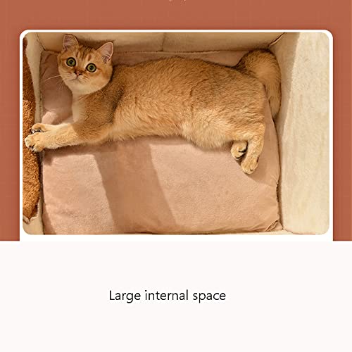 ZDSS Cama Gato Cueva,Carpa para Gatos de con Protección contra el Frío,con Cojín Desenfundable y Extraíble,Cama Gato Cómoda Acogedora y Cálida,Apto para Perros y Gatos pequeños