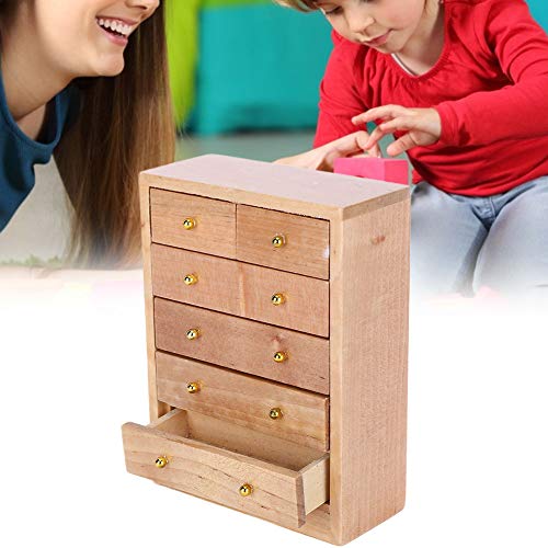 Zerodis Gabinete de Madera en Miniatura a Escala 1:12 Gabinete de 5 cajones Muebles de casa de muñecas Mueble de gabinete Modelo de Juego de imitación Juguete Educativo (Cajonera de 5 Capas)