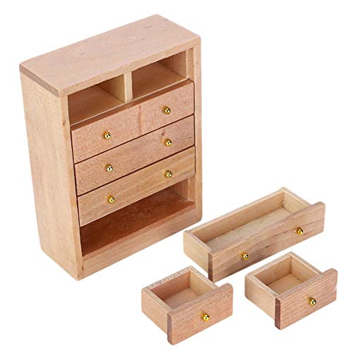 Zerodis Gabinete de Madera en Miniatura a Escala 1:12 Gabinete de 5 cajones Muebles de casa de muñecas Mueble de gabinete Modelo de Juego de imitación Juguete Educativo (Cajonera de 5 Capas)