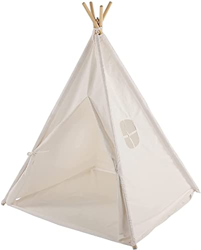 ZFQZKK Niños Teepee tienda de campaña for niños plegables Play Indian Tent con 4 polos Blanco Algodón lienzo Playhouse Playhouse Playhouse Toy Princess Castle for juegos en interiores y exteriores car