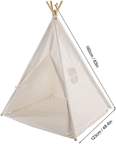 ZFQZKK Niños Teepee tienda de campaña for niños plegables Play Indian Tent con 4 polos Blanco Algodón lienzo Playhouse Playhouse Playhouse Toy Princess Castle for juegos en interiores y exteriores car