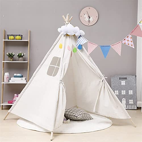 ZFQZKK Niños Teepee tienda de campaña for niños plegables Play Indian Tent con 4 polos Blanco Algodón lienzo Playhouse Playhouse Playhouse Toy Princess Castle for juegos en interiores y exteriores car