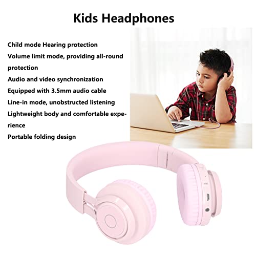 Zhat Auriculares para Niños, Protegen el Límite de Volumen Auditivo Auriculares Inalámbricos para Niños con Micrófono para Escuchar Música para Aprender(Rosado)