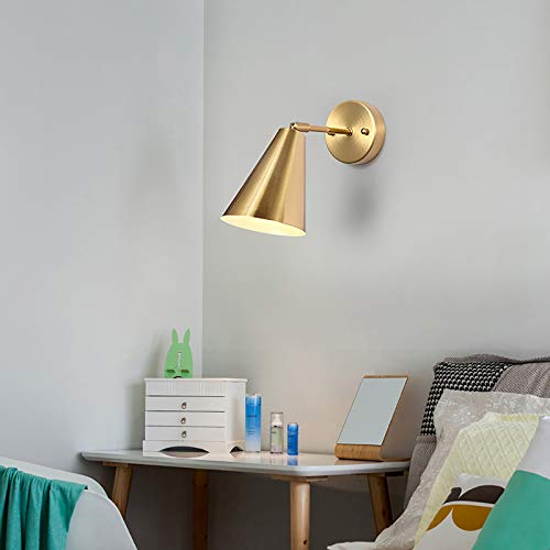 ZMLG Cobre Aplique De Pared Interior Nordico, Luz De Lectura para Libros En La Cama con Ángulo Ajustable, Lámpara De Pared Led Moderna para Salón Dormitorio Pasillo, E27 Portalámparas