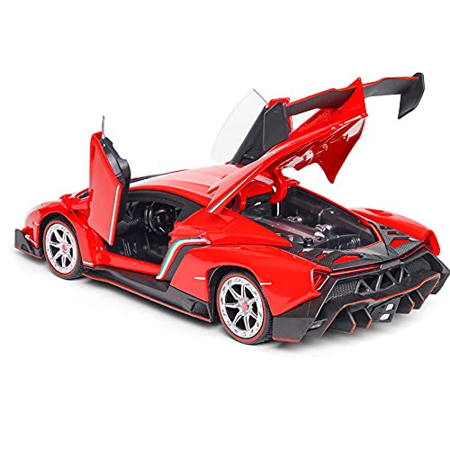 Zpzzy Anti-true 1:24 Scale Car Toy Model Exquisito motor Rueda delantera con dirección Diseño de puerta de tijera Modelo de metal para niños Tire hacia atrás Carrocería de aleación Anticaída y anticol