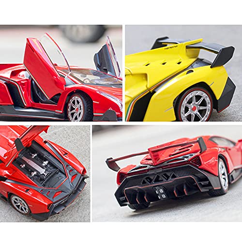 Zpzzy Anti-true 1:24 Scale Car Toy Model Exquisito motor Rueda delantera con dirección Diseño de puerta de tijera Modelo de metal para niños Tire hacia atrás Carrocería de aleación Anticaída y anticol