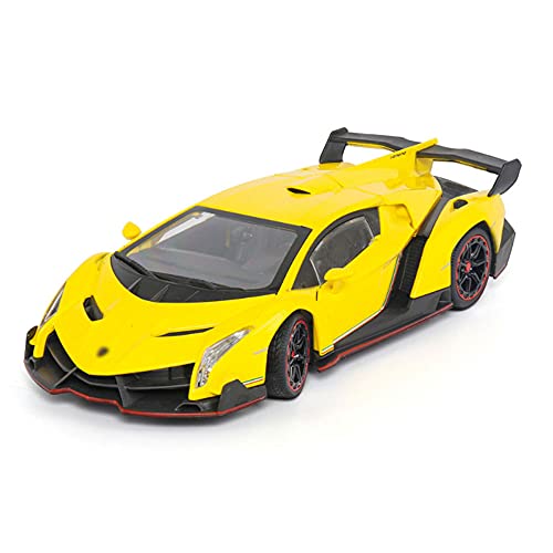 Zpzzy Anti-true 1:24 Scale Car Toy Model Exquisito motor Rueda delantera con dirección Diseño de puerta de tijera Modelo de metal para niños Tire hacia atrás Carrocería de aleación Anticaída y anticol