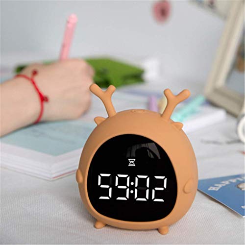 ZTMN Relojes despertadores Dibujos Animados Estudiante Niño Personalidad electrónica Creativa Chica Perezosa Dormitorio Lindo Dormitorio Gris