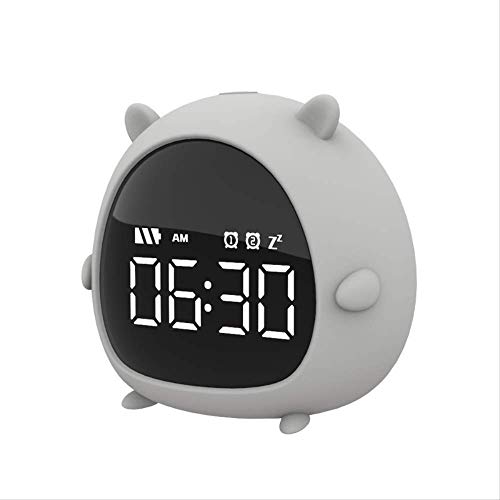 ZTMN Relojes despertadores Dibujos Animados Estudiante Niño Personalidad electrónica Creativa Chica Perezosa Dormitorio Lindo Dormitorio Gris