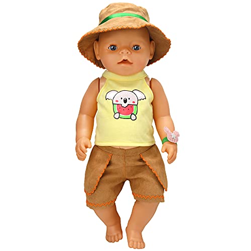 ZWOOS Ropa de Muñeca Bebé para New Born Baby Doll, Adorable Atuendo con Sombrero para Muñecas 35-43 cm