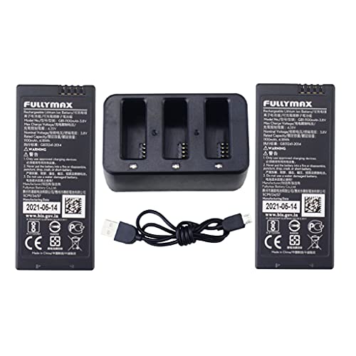 ZYGY 2pcs 3.8V 1100mAh Batería de Litio & 3en1 Cargador para Tello RC Drone-Negro