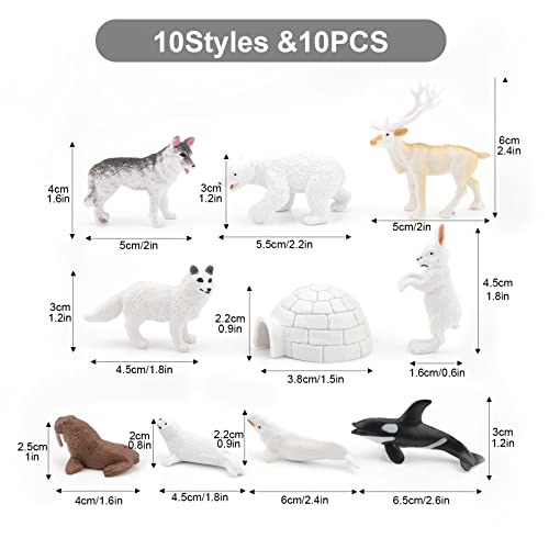 10 figuras de animales polares con iglú para niños, figuras realistas de animales árticos, juego de juguete ártico, decoración de regalo para cumpleaños, baby shower, decoración de fiesta de Navidad