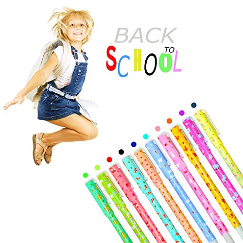 10 Lápices Boligrafos Gel Colores con Transparente Estuche de Regalo Escolar para Niña Edad 3 4 5 6 7 8 9 10 Años, TOYESS Bolígrafos Animal Lindos Set