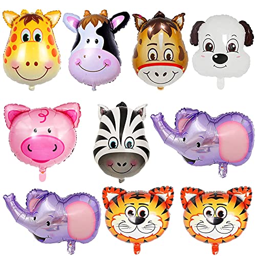 10 Piezas Globos Animales Cumpleaños,Cumpleaños de los Niños,Globos Animales Helio,Globos Animales Globos,Globos infantiles,Globo de Lámina Animal,Globos Animales Helio(tamaño grande)