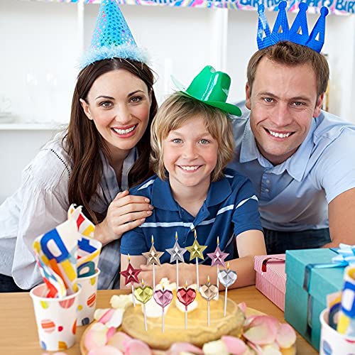 10 piezas Velas de cumpleaños Vela Pastel Estrella con corazón Primeros de la magdalena estrella Velas en forma corazón estrella dorada para cumpleaños bodas aniversario celebración Navidad festival