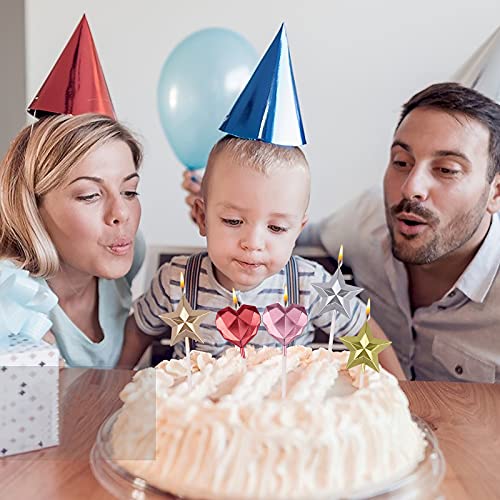 10 piezas Velas de cumpleaños Vela Pastel Estrella con corazón Primeros de la magdalena estrella Velas en forma corazón estrella dorada para cumpleaños bodas aniversario celebración Navidad festival