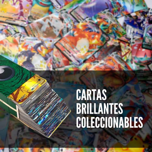 100 Cartas Brillantes Coleccionables en Español. Tarjetas Extraoficiales con Cartas en Inglés EX, GX, Energía Especial, Carta Básica.