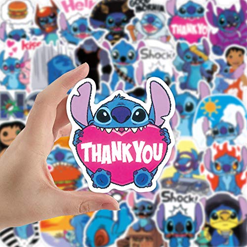 100 pegatinas Lilo y Stitch Botellas de agua para ordenador portátil, coche, hidrofrascos para teléfono, guitarra, monopatín, ordenador, anime, dibujos animados, para adolescentes, niños y adultos