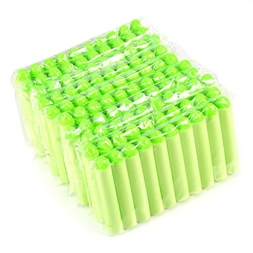 100 unidades de 7,2 cm de recambio de balas de dardos de espuma, para los jugadores de Nerf Zombie N-Strike serie Elite Pistola, verde