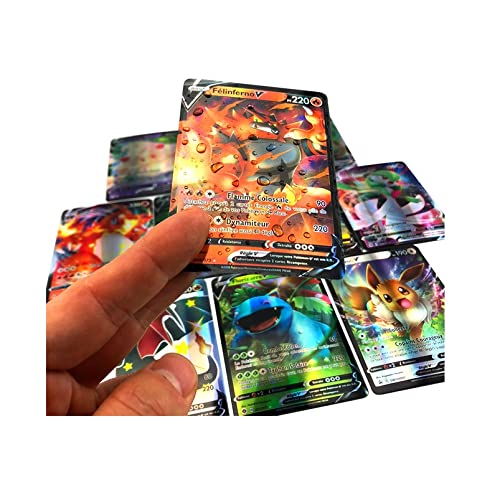 100/200 PCS Shiny Vmax Cards, Flash Card Funny Card Game, Kids Gift Collectible Cards, Ultra Rare (100 Cartas inglesas)