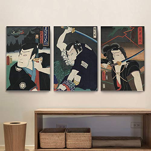 12 mm de grosor, 3 paneles de pintura famosa en el mundo de la pared, arte de la gran ola de Kanagawa por Hokusai Modern Home Art listo para colgar (color: G, tamaño: una sola pieza 50 x 70 cm)