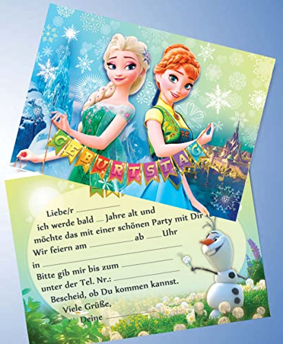 12 tarjetas de invitación y 12 sobres para fiestas de cumpleaños y cumpleaños infantiles, compatibles con Frozen La reina de hielo n.º 2