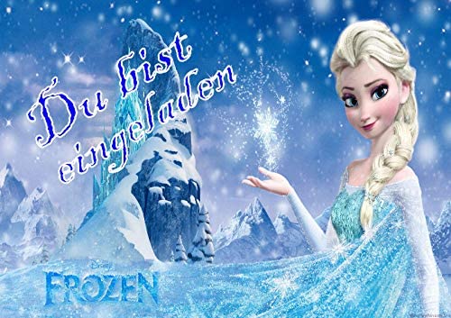 12 tarjetas de invitación y 12 sobres para fiestas de cumpleaños y cumpleaños infantiles, compatibles con Frozen La reina del hielo n.º 1