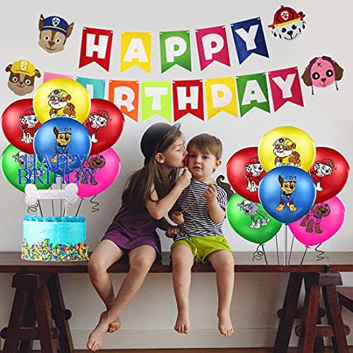 14 PCS Decoración Cumpleaños Patrulla Canina Globos HANEL- Cumpleaños Globo Banner de Happy Birthday Decoración para Paw Dog Patrol Fiesta de Cumpleaños