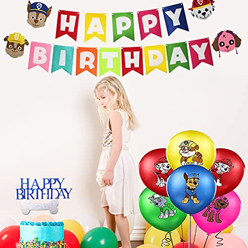 14 PCS Decoración Cumpleaños Patrulla Canina Globos HANEL- Cumpleaños Globo Banner de Happy Birthday Decoración para Paw Dog Patrol Fiesta de Cumpleaños