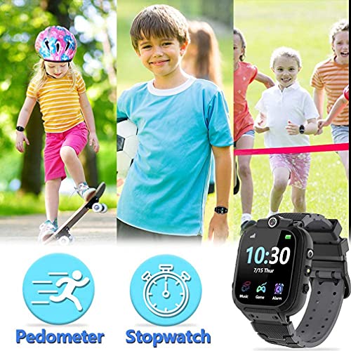 1.44"Reloj Inteligente para niños y niñas Juego Smartwatch Cámara Doble Grabadora de Video Reproductor de música Educación para niños Juguetes Negro 1.44"