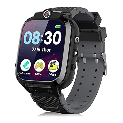 1.44"Reloj Inteligente para niños y niñas Juego Smartwatch Cámara Doble Grabadora de Video Reproductor de música Educación para niños Juguetes Negro 1.44"