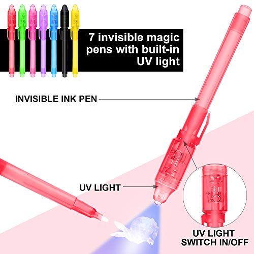 14×Bolígrafo de Tinta Invisible, Lápiz Espía con rotulador mágico de luz UV, Bolígrafos de Mensaje Secreto para Niños y Fiestas!