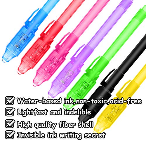 14×Bolígrafo de Tinta Invisible, Lápiz Espía con rotulador mágico de luz UV, Bolígrafos de Mensaje Secreto para Niños y Fiestas!