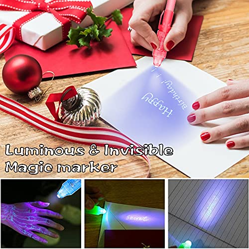 14×Bolígrafo de Tinta Invisible, Lápiz Espía con rotulador mágico de luz UV, Bolígrafos de Mensaje Secreto para Niños y Fiestas!