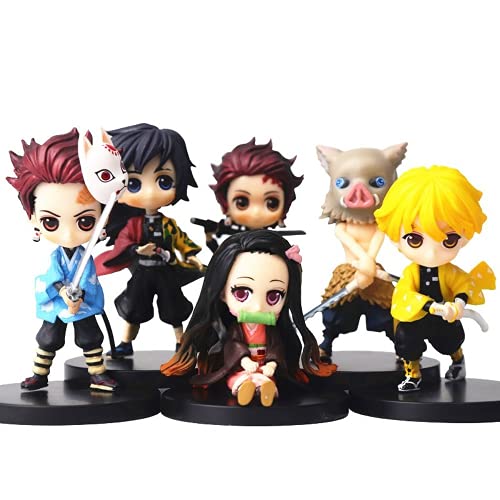 17cm Kimetsu No Yaiba Figura Cazadora De Kamado Tanjirou Anime Figura Agatsuma Zenitsu Tomioka Giyuu Kamado Nezuko Figura De Juguete (6pcs No Retail Box)