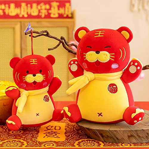 18-40cm creativo lindo muñeco de peluche de juguete abre la puerta rojo tigre de la suerte decoración regalo almohada regalo de cumpleaños feliz tigre de la suerte entrecerrando los ojos 30 cm