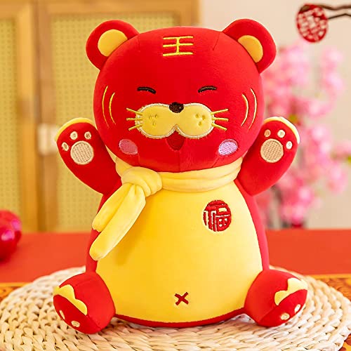 18-40cm creativo lindo muñeco de peluche de juguete abre la puerta rojo tigre de la suerte decoración regalo almohada regalo de cumpleaños feliz tigre de la suerte entrecerrando los ojos 30 cm