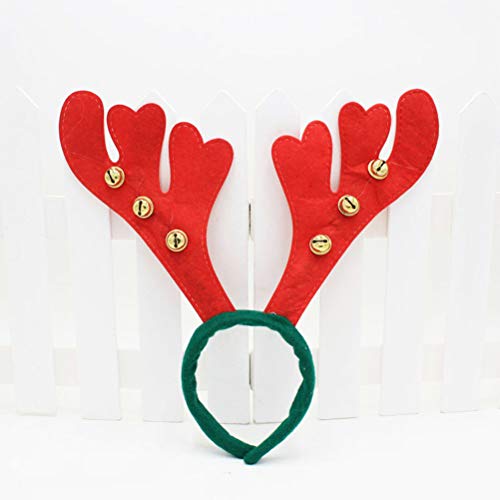 18 piezas de Navidad rojo Antlers diadema accesorio de vestuario campanas bandas para el pelo aros de fiesta favores foto accesorios