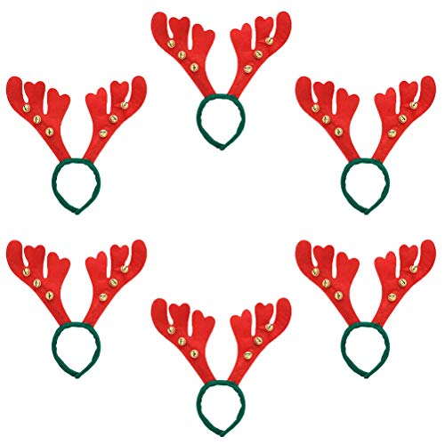 18 piezas de Navidad rojo Antlers diadema accesorio de vestuario campanas bandas para el pelo aros de fiesta favores foto accesorios